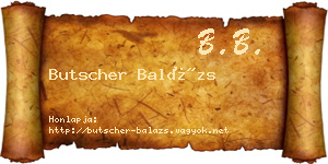 Butscher Balázs névjegykártya